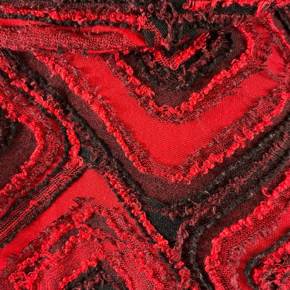 Ali Miles Sweater Womens Large Red Black Cowl Sleeve Art To Wear A99 - Picture 3 of 12